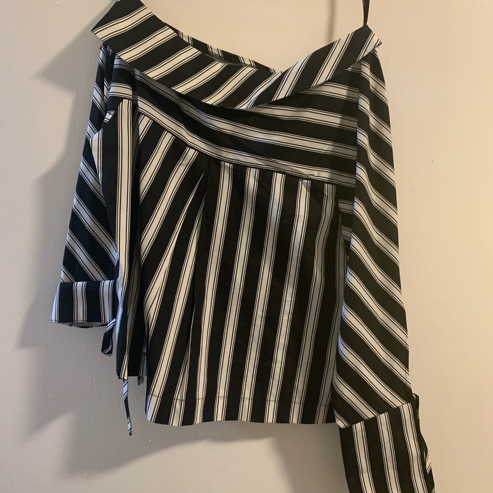 Topshop striped off the shoulder blouse